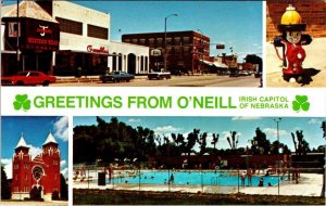 O'Neil, NE Nebraska STREET SCENE~Gambles~FIRE HYDRANT~POOL Irish City Postcard