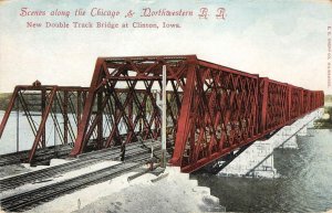 Clinton, Iowa Chicago & Northwestern Railroad Bridge c1910s Vintage Postcard