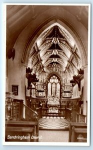 RPPC Sandringham Church interior Norfolk England UK Postcard