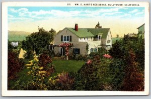 Vtg Hollywood California CA William S Harts Residence Home 1920s View Postcard