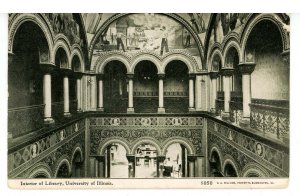 IL - Champaign. University of Illinois, Library Interior ca 1910