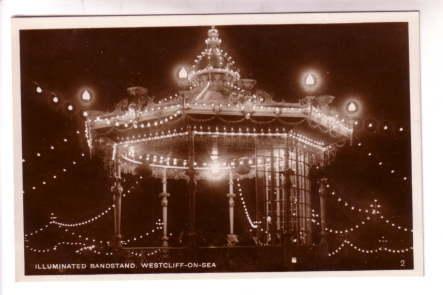 Real Photo Night, Illuminated Bandstand Westcliff on Sea England