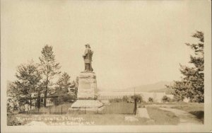 Lake George New York NY Fort George Statue Real Photo Vintage Postcard