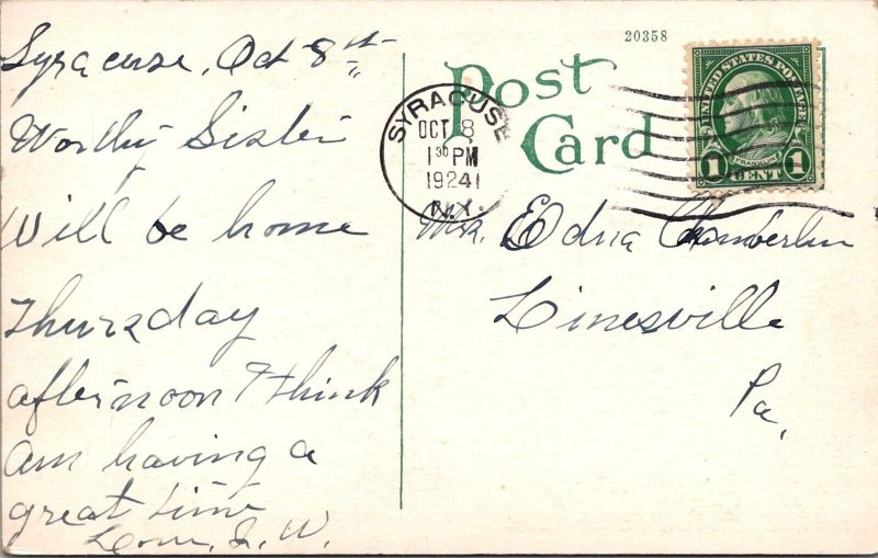 Masonic Temple, Syracuse NY c1924 Vintage Postcard S60