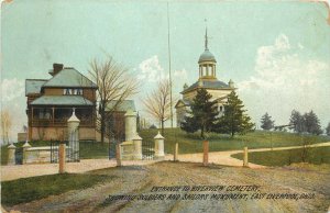 c1908 Postcard East Liverpool OH Entrance to Riverview Cemetery & Monument