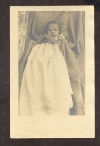 RPPC REEDS MISSOURI 1908 BABY IN BAPTISM GOWN WILLINGFORD REAL PHOTO POSTCARD