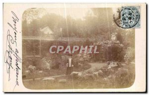 PHOTO CARD Sarthe Woman in a garden in Le Mans