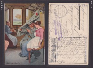 Vintage postcard GERMANY WWI Humor - Counter-espionage Feldpost Mw.Kp. 28