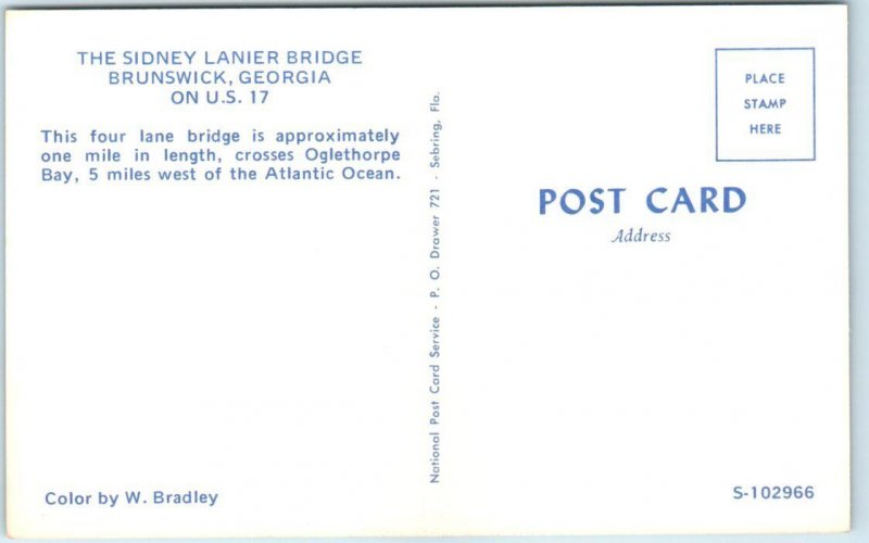 Postcard - The Sidney Lanier Bridge, Brunswick, Georgia, on US 17