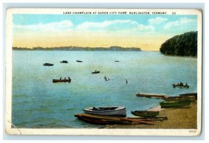 c1920's Lake Champlain At Queen City Park Burlington Vermont VT Postcard 