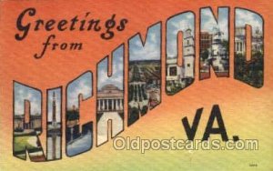 Greetings From Richmond, Virginia, USA Large Letter Town Unused 