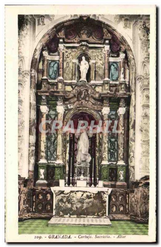 Old Postcard Granada Cartuja Altar Sacristia
