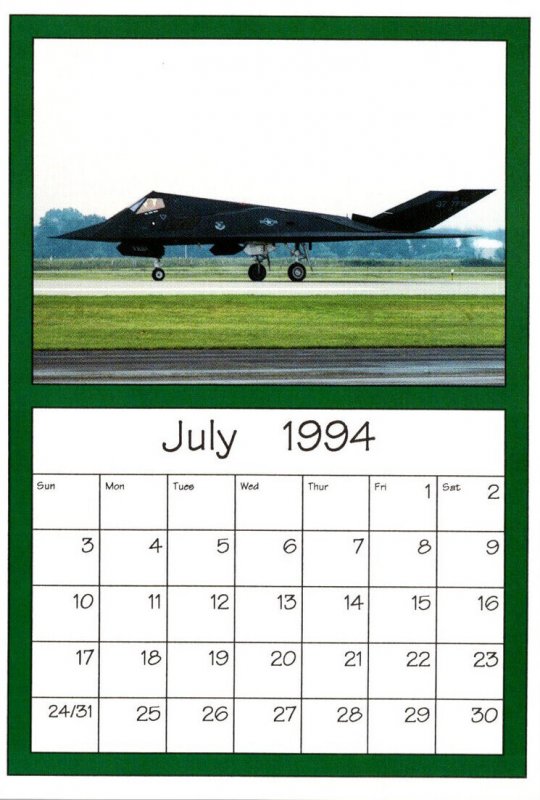 Airplanes 1994 Calendar Card July AirShow '94 Oshkosh Wisconsin Lockheed...