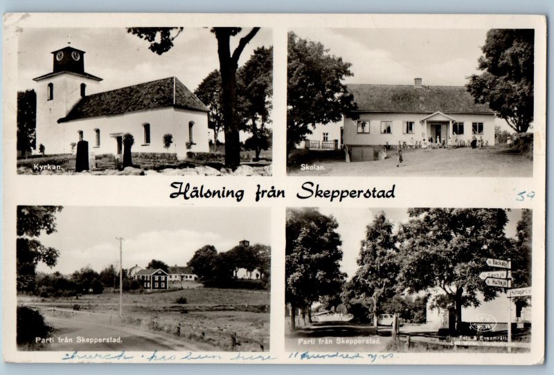 Sweden Postcard Halsining From Skepperstad 1959 Vintage Posted RPPC Photo