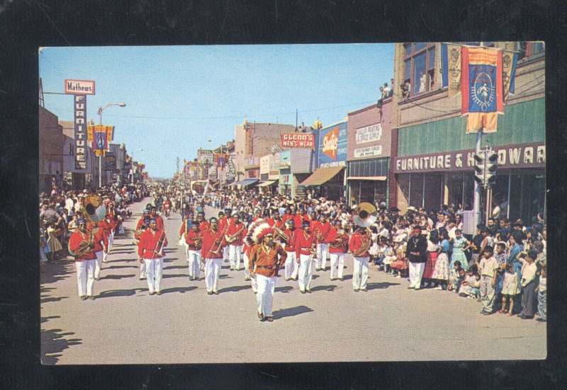 GALLUP NEW MEXICO ROUTE 66 INDIAN BAND PARADE DOWNTOWN VINTAGE POSTCRD