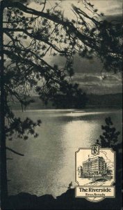 Reno Nevada NV Riverside Hotel Water Through Trees Vintage Postcard