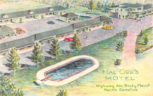 ROCKY MOUNT, NC  North Carolina  HAL ORR'S MOTEL  c1950's Artist's View Postcard