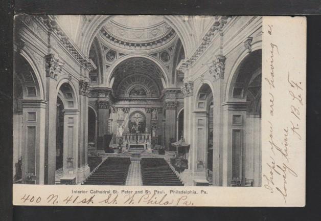 Interior,St Peter Cathedral,Philadelphia,PA Postcard 