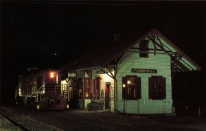 Lehigh Valley Station Depot Flemingville New York Night Time Postcard 10c1-241 