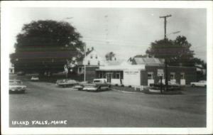 Island Falls ME Street Cars Bldg Real Photo Postcard c1960s