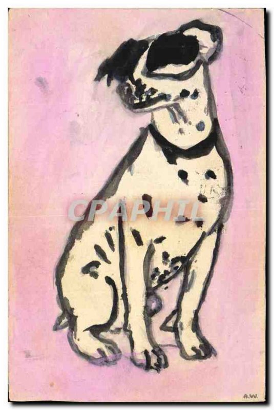 Postcard Old Dog Puppy Dogs (drawing hand)