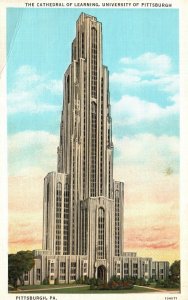 Cathedral of Learning University of Pittsburgh Pennsylvania PA Postcard 1920's