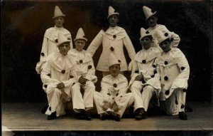 Group of Young Men Pierrot Clowns Stage Actors Real Photo Vintage RPPC PC