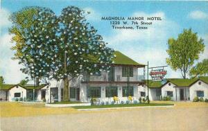 Magnolia Manor Motel roadside Texarkana Texas 1950s Postcard linen Kropp 5376