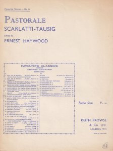 Pastorale Scarlatti Tausig Ernest Haywood Classical Sheet Music