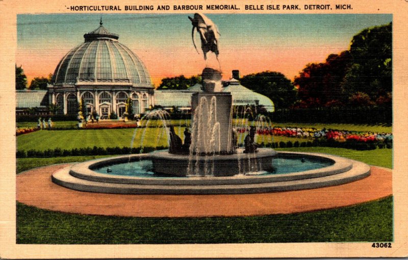 Michigan Detroit Belle Isle Park Horticultural Building and Barbour Memorial ...