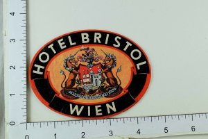 C. 1930's-40's Poster Stamp Luggage Label Hotel Bristol Wien Austria E6