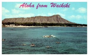 Surfing at Waikiki Hawaii United Airlines Photo Postcard 1971