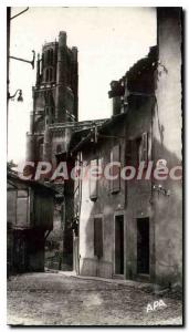 Modern Postcard Albi Tower of the Cathedral Ste Cecile and Street of Priests