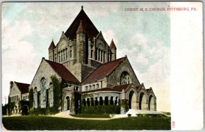 VINTAGE POSTCARD CHRIST M.E. CHURCH AT PITTSBURGH PENNSYLVANIA