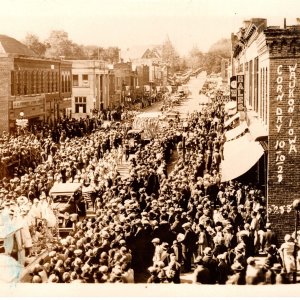 1928 RPPC Corn Day Parade Waukon Iowa J C Penney Cars Floats Real Photo Postcard