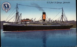 Bermuda Steamship S.S. Fort St George Steamer Cruise Ship Vintage Postcard