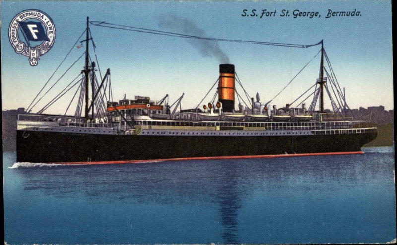 Bermuda Steamship S.S. Fort St George Steamer Cruise Ship Vintage Postcard