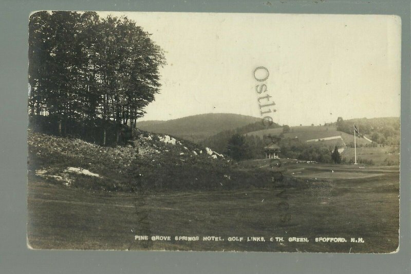 Spofford NEW HAMPSHIRE RPPC 1917 GOLF COURSE Hole 6 PINE GROVE SPRINGS HOTEL
