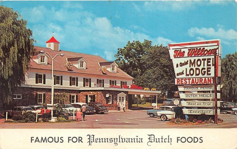 Lancaster Pennsylvania~Willows Restaurant Motel & Lodge~Classic Cars Parked~'60s