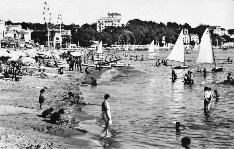 Postcard Vtg Juan les Pins La Plage Posted 1954