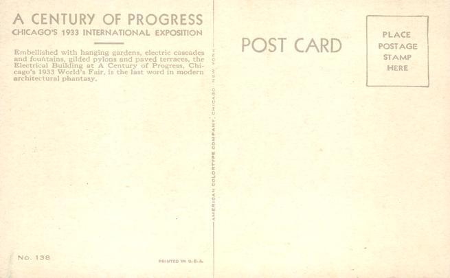 Electrical Building at Night - World Fair at Chicago IL, Illinois