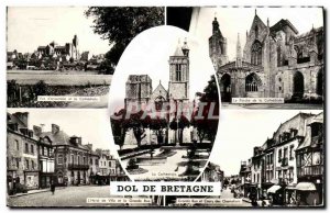 Postcard Modern Dol de Bretagne Porch of the Cathedral Town Hall and High Str...