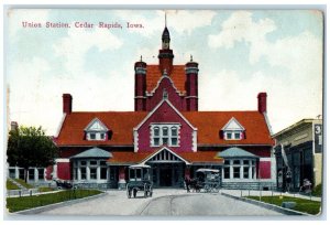 1912 Union Station Exterior Building Cedar Rapids Iowa Vintage Antique Postcard