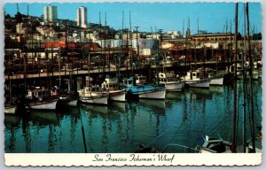 Vtg San Francisco CA Fishing Boats Fishermans Wharf Russian Hill View Postcard