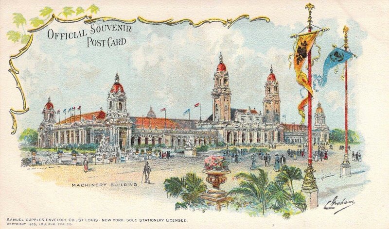 Rare! Cupples Publ, St louis Worlds Fair, 1904 Machinery Building, Old Postcard