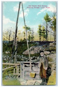 1911 Old Waith Well Sweep Floating Bridge Lynn MA Peterboro NH Postcard 