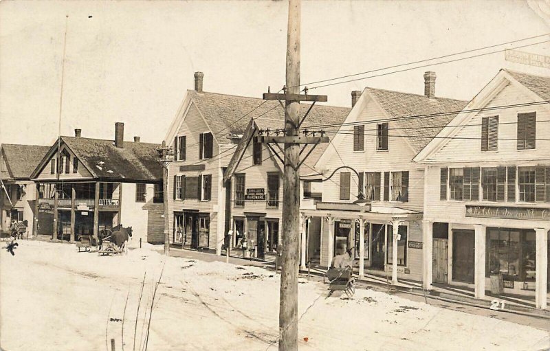 Bradford VT Horse & Snow Sleds Hardware Store Stationery Mercantile Store RPPC