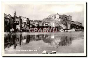 Postcard Modern Calvi docks and boat uptown