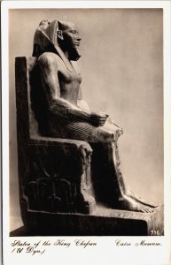 Egypt Statue of the King Chefren Khafre Cairo Museum Vintage RPPC C093