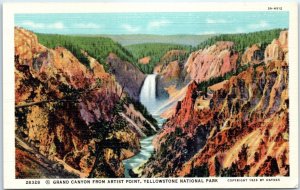 Postcard - Grand Canyon From Artist Point, Yellowstone National Park - Wyoming